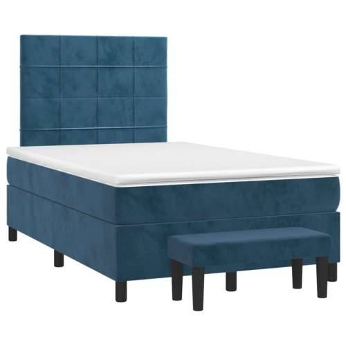 Box spring krevet s madracem tamnoplavi 120 x 200 cm baršunasti - Tamno plava 120 x 200 cm Blok s kvadratima Cijena