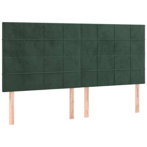 Krevet s oprugama i madracem tamnozeleni 200x200 cm baršunasti - Tamnozelena 200 x 200 cm Blok s kvadratima Cijena