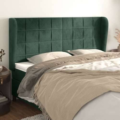 Uzglavlje s ušima tamnozeleno 203x23x118/128 cm baršunasto - Tamnozelena 203 x 23 x 118/128 cm 1 Cijena