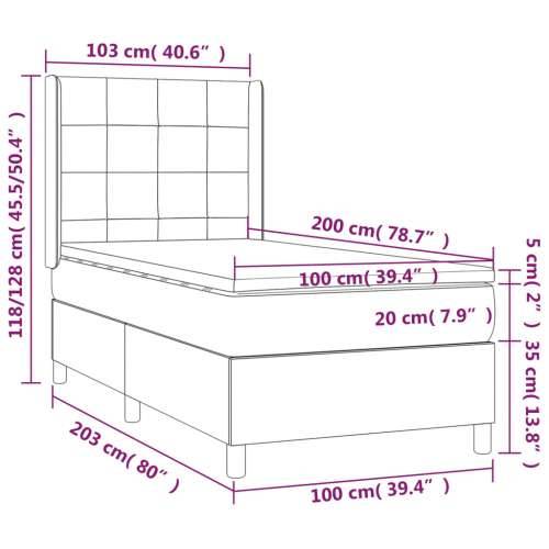 Box spring krevet s madracem tamnoplavi 100x200 cm baršunasti - Tamno plava 100 x 200 cm Blok s kvadratima Cijena