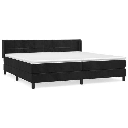 Krevet s oprugama i madracem crni 200x200 cm baršunasti - Crna 200 x 200 cm Blok s kvadratima Cijena