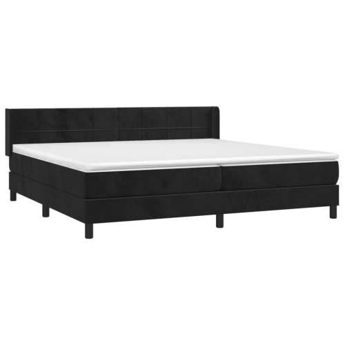 Krevet s oprugama i madracem crni 200x200 cm baršunasti - Crna 200 x 200 cm Blok s kvadratima Cijena