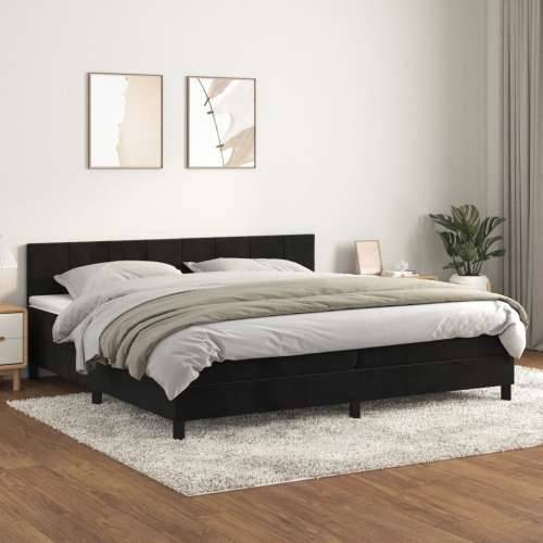 Krevet s oprugama i madracem crni 200x200 cm baršunasti - Crna 200 x 200 cm Blok s kvadratima Cijena