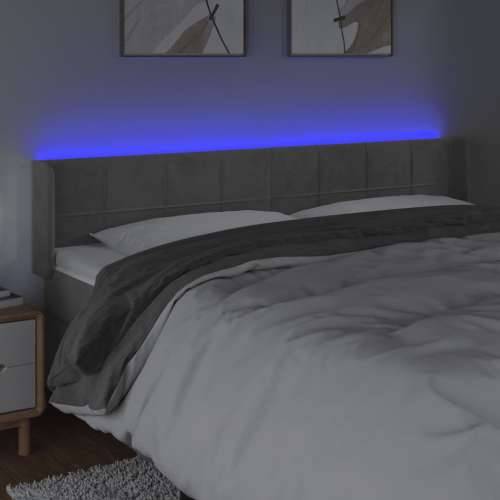 LED uzglavlje svjetlosivo 203x16x78/88 cm baršunasto - Svjetlosiva 203 x 16 x 78/88 cm 1 Cijena