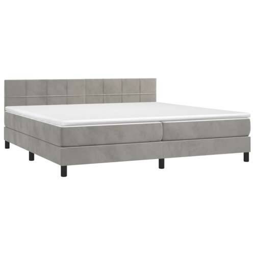 Krevet box spring s madracem LED svjetlosivi 200x200 cm baršun - Svjetlosiva 200 x 200 cm Blok s kvadratima Cijena