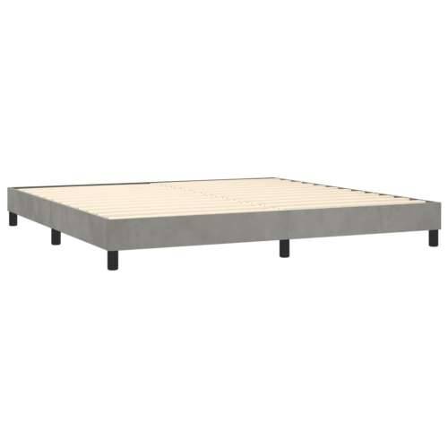Krevet box spring s madracem LED svjetlosivi 200x200 cm baršun - Svjetlosiva 200 x 200 cm Blok s kvadratima Cijena