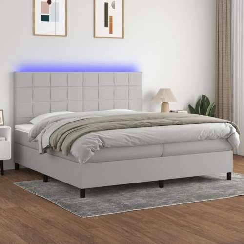 Krevet box spring s madracem LED svjetlosivi 200x200 cm tkanina - Svjetlosiva 200 x 200 cm Blok s kvadratima Cijena