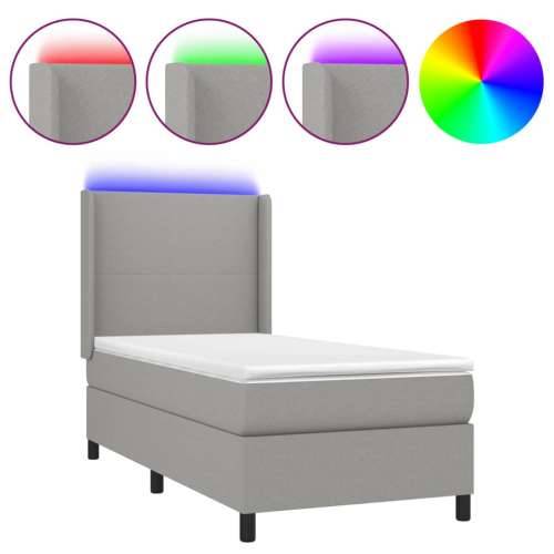 Krevet box spring s madracem LED svjetlosivi 90x190 cm tkanina - Svjetlosiva 90 x 190 cm Gladak dizajn Cijena