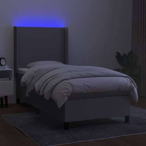 Krevet box spring s madracem LED svjetlosivi 90x190 cm tkanina - Svjetlosiva 90 x 190 cm Gladak dizajn Cijena