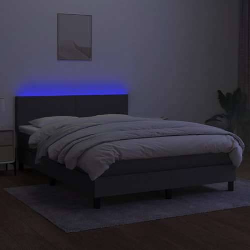 Krevet box spring s madracem LED tamnosivi 140x200 cm tkanina - Tamno siva 140 x 200 cm Gladak dizajn Cijena