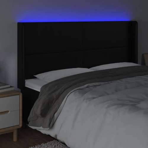 LED uzglavlje crno 203 x 16 x 118/128 cm od umjetna koža - Crna 203 x 16 x 118/128 cm 1 Cijena