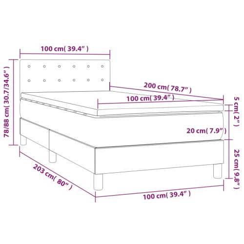 Krevet box spring s madracem LED svjetlosivi 100x200 cm baršun - Svjetlosiva 100 x 200 cm gumbi Cijena
