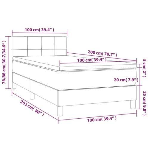 Krevet box spring s madracem LED svjetlosivi 100x200 cm baršun - Svjetlosiva 100 x 200 cm Blok s kvadratima Cijena