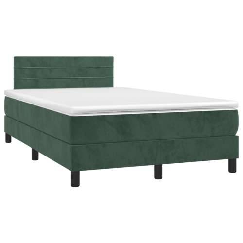 Krevet box spring s madracem LED tamnozeleni 120x200 cm baršun - Tamnozelena 120 x 200 cm vodoravne pruge Cijena
