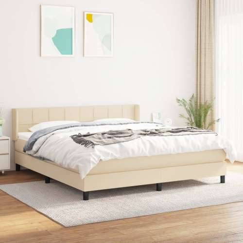 Krevet s oprugama i madracem krem 180x200 cm od tkanine Krema 180 x 200 cm Blok s kvadratima Cijena