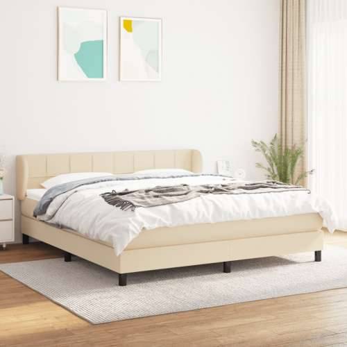 Krevet s oprugama i madracem krem 180x200 cm od tkanine - Krema 180 x 200 cm Blok s kvadratima Cijena