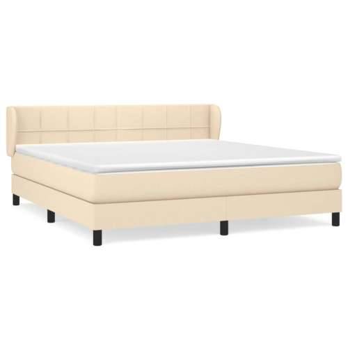 Krevet s oprugama i madracem krem 180x200 cm od tkanine - Krema 180 x 200 cm Blok s kvadratima Cijena