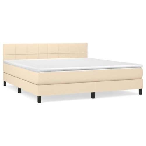 Krevet s oprugama i madracem krem 180x200 cm od tkanine - Krema 180 x 200 cm Blok s kvadratima Cijena