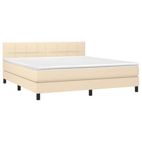 Krevet s oprugama i madracem krem 180x200 cm od tkanine - Krema 180 x 200 cm Blok s kvadratima Cijena