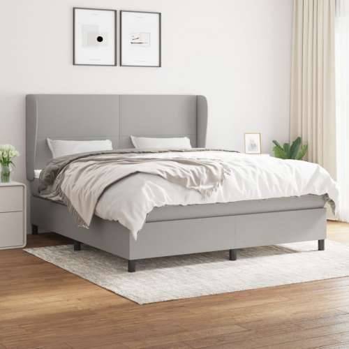 Krevet box spring s madracem svjetlosiva 160x200 cm tkanina - Svjetlosiva 160 x 200 cm Gladak dizajn Cijena