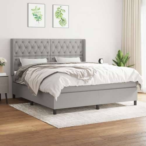 Krevet box spring s madracem svjetlosiva 160x200 cm tkanina - Svjetlosiva 160 x 200 cm Dizajn s gumbima Cijena