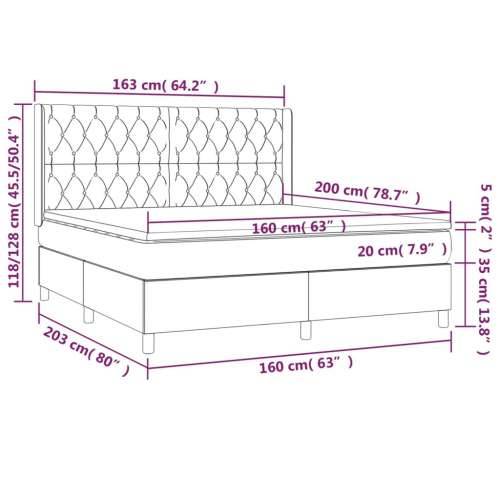 Krevet box spring s madracem svjetlosiva 160x200 cm tkanina - Svjetlosiva 160 x 200 cm Dizajn s gumbima Cijena