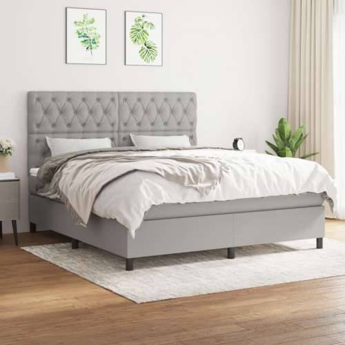 Krevet box spring s madracem svjetlosiva 160x200 cm tkanina - Svjetlosiva 160 x 200 cm Dizajn s gumbima Cijena
