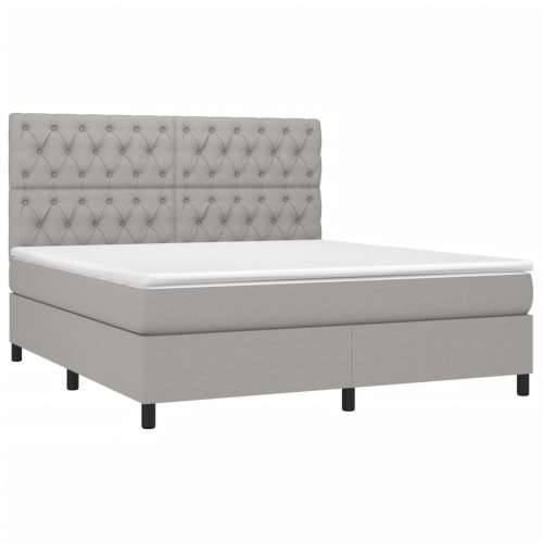 Krevet box spring s madracem svjetlosiva 160x200 cm tkanina - Svjetlosiva 160 x 200 cm Dizajn s gumbima Cijena