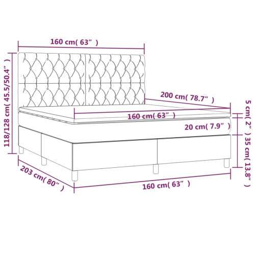 Krevet box spring s madracem svjetlosiva 160x200 cm tkanina - Svjetlosiva 160 x 200 cm Dizajn s gumbima Cijena
