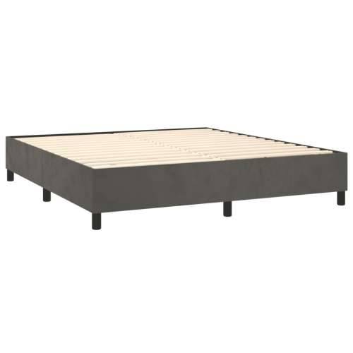 Krevet box spring s madracem LED tamnosivi 160x200 cm baršun - Tamno siva 160 x 200 cm gumbi Cijena