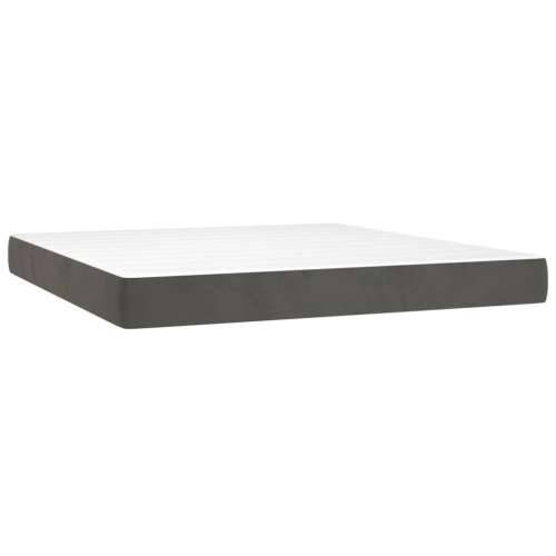 Krevet box spring s madracem LED tamnosivi 160x200 cm baršun - Tamno siva 160 x 200 cm gumbi Cijena
