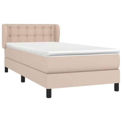 Krevet s oprugama i madrac cappuccino 90x190 cm od umjetne kože - Boja cappuccina 90 x 190 cm gumbi Cijena
