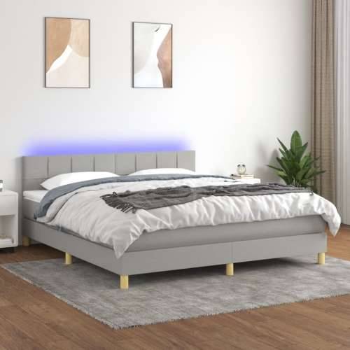 Krevet box spring s madracem LED svjetlosivi 180x200 cm tkanina - Svjetlosiva 180 x 200 cm Blok s kvadratima Cijena