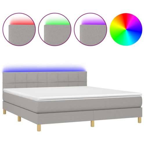 Krevet box spring s madracem LED svjetlosivi 180x200 cm tkanina - Svjetlosiva 180 x 200 cm Blok s kvadratima Cijena