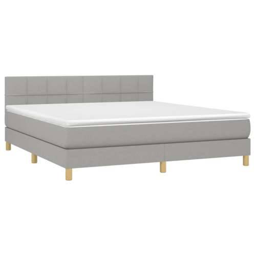 Krevet box spring s madracem LED svjetlosivi 180x200 cm tkanina - Svjetlosiva 180 x 200 cm Blok s kvadratima Cijena