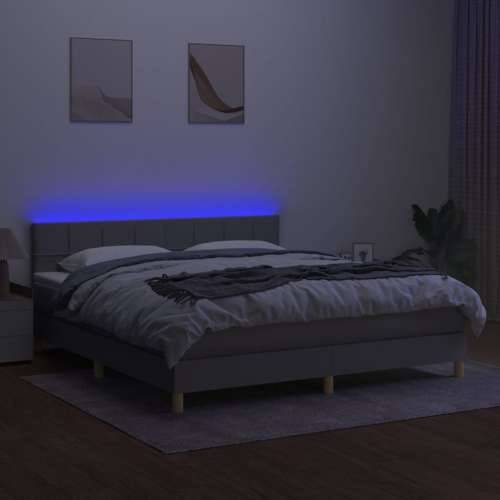 Krevet box spring s madracem LED svjetlosivi 180x200 cm tkanina - Svjetlosiva 180 x 200 cm Blok s kvadratima Cijena