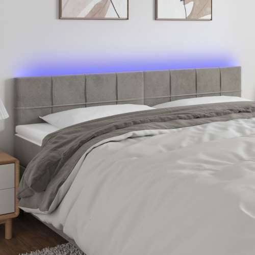 LED uzglavlje svjetlosivo 160x5x78/88 cm baršunasto  - Svjetlosiva 160 x 5 x 78/88 cm 1 Cijena