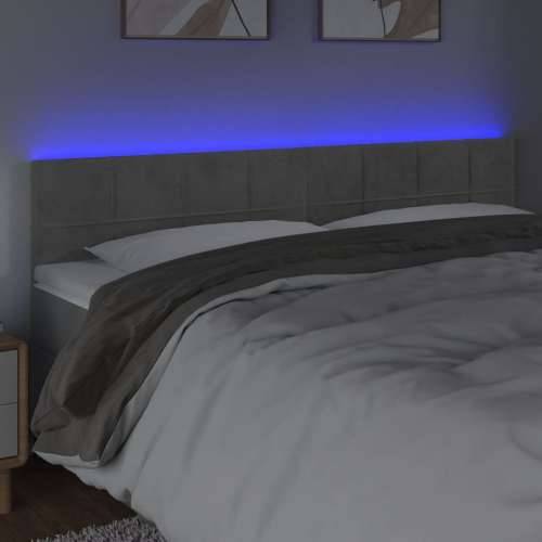 LED uzglavlje svjetlosivo 160x5x78/88 cm baršunasto  - Svjetlosiva 160 x 5 x 78/88 cm 1 Cijena