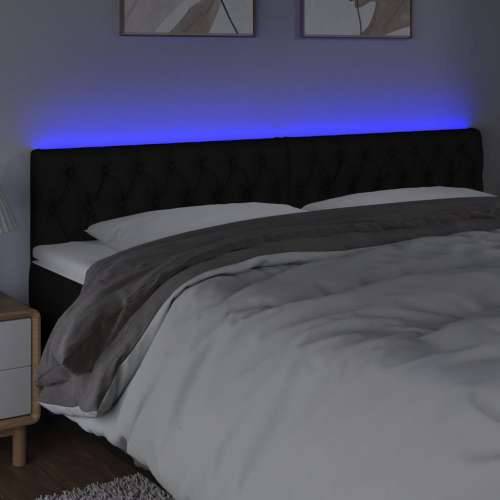 LED uzglavlje crno 200 x 7 x 78/88 cm od tkanine - Crna 200 x 7 x 78/88 cm 1 Cijena