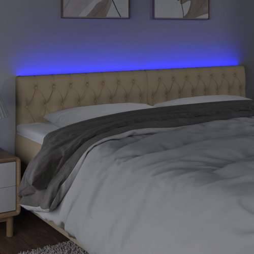 LED uzglavlje krem 200 x 7 x 78/88 cm od tkanine - Krema 200 x 7 x 78/88 cm 1 Cijena