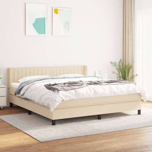 Krevet s oprugama i madracem krem 180x200 cm od tkanine Krema 180 x 200 cm Okomite pruge Cijena