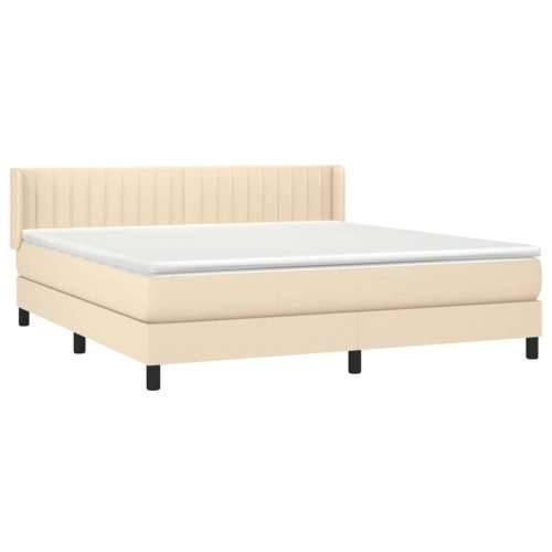 Krevet s oprugama i madracem krem 180x200 cm od tkanine Krema 180 x 200 cm Okomite pruge Cijena