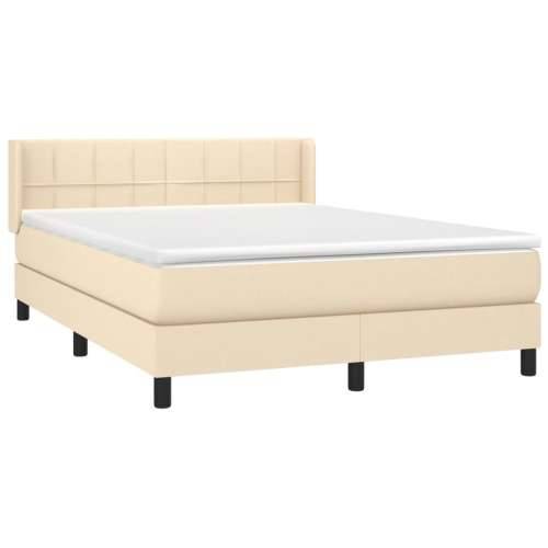 Krevet s oprugama i madracem krem 140x200 cm od tkanine - Krema 140 x 200 cm Blok s kvadratima Cijena