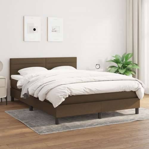 Krevet s oprugama i madracem tamnosmeđi 140x200 cm tkanina
