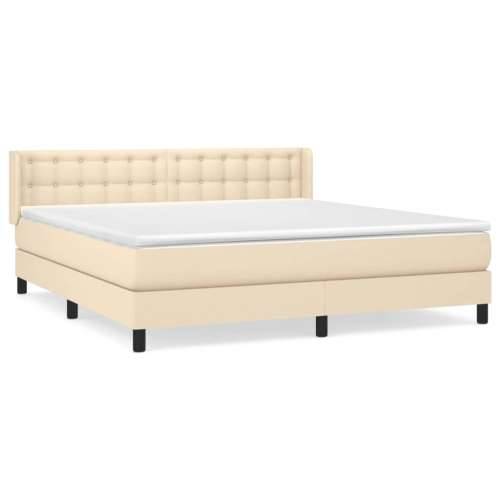 Krevet s oprugama i madracem krem 180x200 cm od tkanine - Krema 180 x 200 cm gumbi Cijena