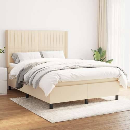 Krevet s oprugama i madracem krem 140x200 cm od tkanine - Krema 140 x 200 cm Okomite pruge Cijena