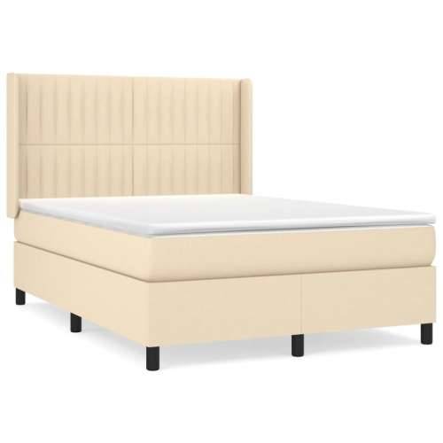 Krevet s oprugama i madracem krem 140x200 cm od tkanine - Krema 140 x 200 cm Okomite pruge Cijena