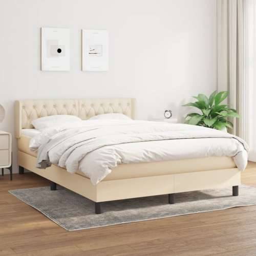 Krevet s oprugama i madracem krem 140x200 cm od tkanine - Krema 140 x 200 cm gumbi Cijena