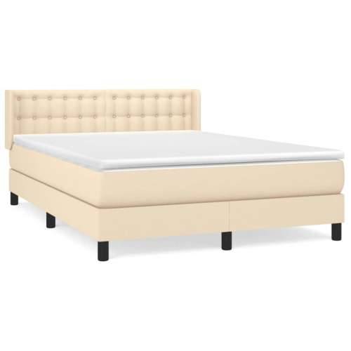 Krevet s oprugama i madracem krem 140x200 cm od tkanine - Krema 140 x 200 cm gumbi Cijena
