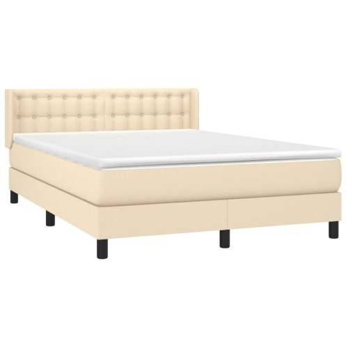 Krevet s oprugama i madracem krem 140x200 cm od tkanine - Krema 140 x 200 cm gumbi Cijena